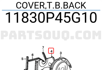 Honda 11830P45G10 COVER,T.B.BACK