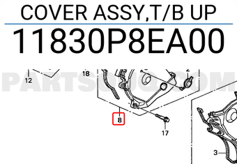 Honda 11830P8EA00 COVER ASSY,T/B UP