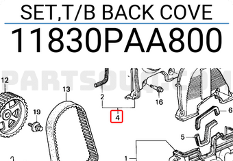 Honda 11830PAA800 SET,T/B BACK COVE