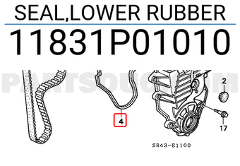 Honda 11831P01010 SEAL,LOWER RUBBER