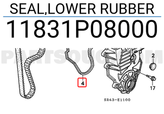 Honda 11831P08000 SEAL,LOWER RUBBER