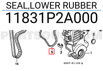 Honda 11831P2A000 SEAL,LOWER RUBBER