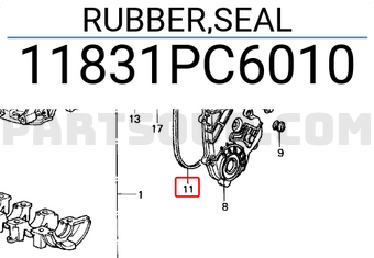 Honda 11831PC6010 RUBBER,SEAL