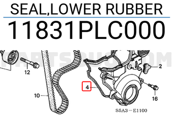 Honda 11831PLC000 SEAL,LOWER RUBBER
