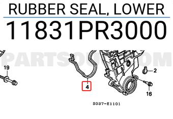 Honda 11831PR3000 RUBBER SEAL, LOWER