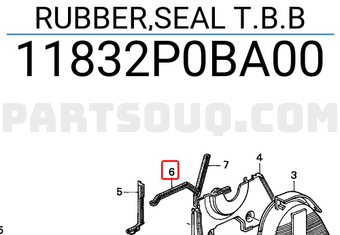 Honda 11832P0BA00 RUBBER,SEAL T.B.B