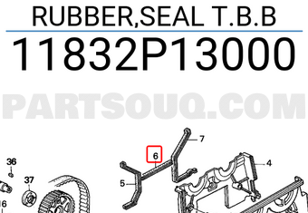 Honda 11832P13000 RUBBER,SEAL T.B.B