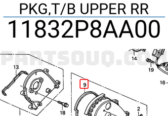 Honda 11832P8AA00 PKG,T/B UPPER RR