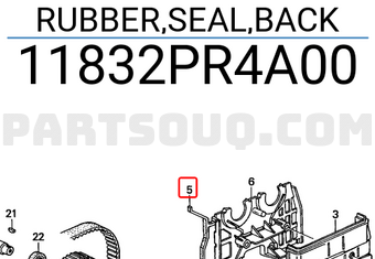 Honda 11832PR4A00 RUBBER,SEAL,BACK