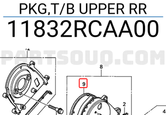 Honda 11832RCAA00 PKG,T/B UPPER RR