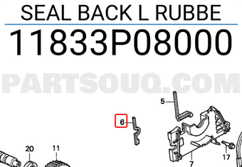 Honda 11833P08000 SEAL BACK L RUBBE