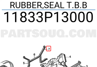 Honda 11833P13000 RUBBER,SEAL T.B.B