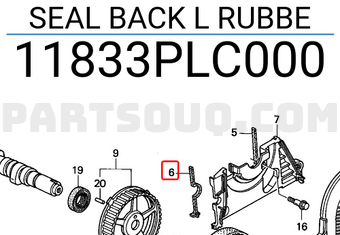 Honda 11833PLC000 SEAL BACK L RUBBE