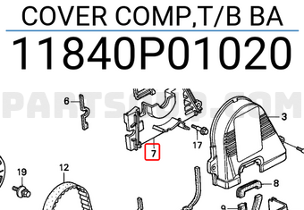 Honda 11840P01020 COVER COMP,T/B BA