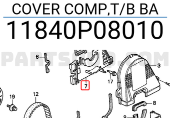 Honda 11840P08010 COVER COMP,T/B BA