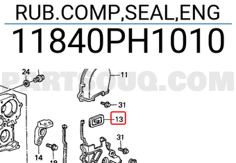 Honda 11840PH1010 RUB.COMP,SEAL,ENG