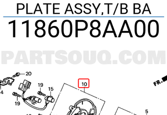 Honda 11860P8AA00 PLATE ASSY,T/B BA