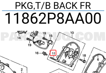 Honda 11862P8AA00 PKG,T/B BACK FR