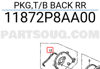 Honda 11872P8AA00 PKG,T/B BACK RR