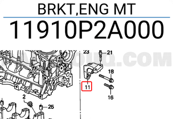 Honda 11910P2A000 BRKT,ENG MT