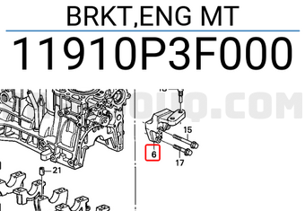 Honda 11910P3F000 BRKT,ENG MT