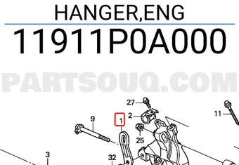 Honda 11911P0A000 HANGER,ENG