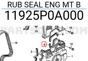 Honda 11925P0A000 RUB SEAL ENG MT B