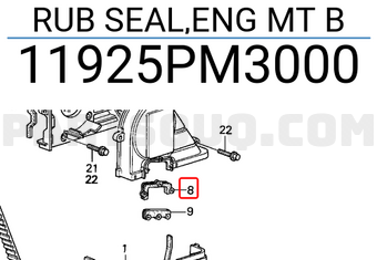 Honda 11925PM3000 RUB SEAL,ENG MT B