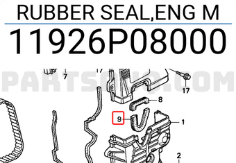 Honda 11926P08000 RUBBER SEAL,ENG M