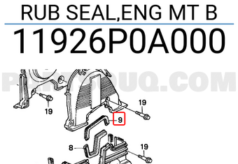 Honda 11926P0A000 RUB SEAL,ENG MT B