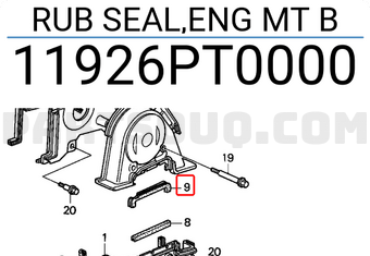 Honda 11926PT0000 RUB SEAL,ENG MT B