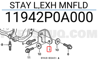 Honda 11942P0A000 STAY L,EXH MNFLD
