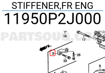 Honda 11950P2J000 STIFFENER,FR ENG