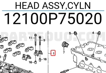 Honda 12100P75020 HEAD ASSY,CYLN