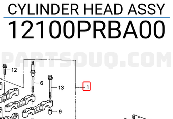 Honda 12100PRBA00 CYLINDER HEAD ASSY