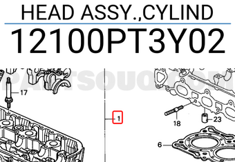 Honda 12100PT3Y02 HEAD ASSY.,CYLIND