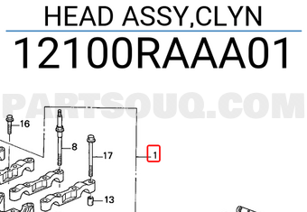 Honda 12100RAAA01 HEAD ASSY,CLYN