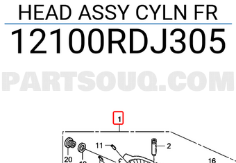 Honda 12100RDJ305 HEAD ASSY CYLN FR