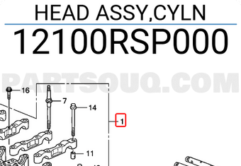 Honda 12100RSP000 HEAD ASSY,CYLN