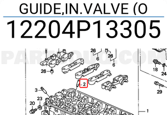 Honda 12204P13305 GUIDE,IN.VALVE (O