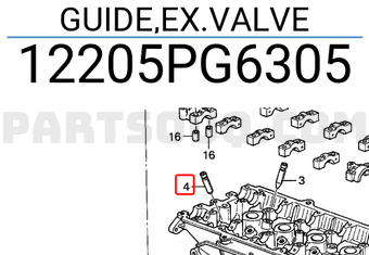 Honda 12205PG6305 GUIDE,EX.VALVE