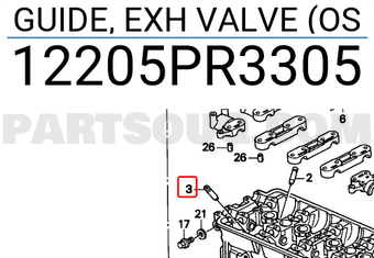 Honda 12205PR3305 GUIDE, EXH VALVE (OS