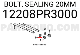 Honda 12208PR3000 BOLT, SEALING 20MM