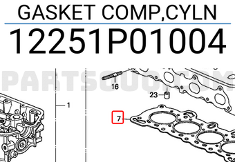 Honda 12251P01004 GASKET COMP,CYLN