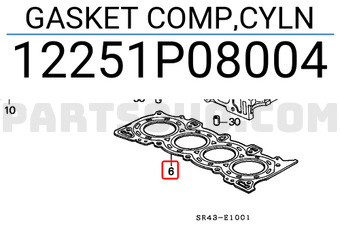 Honda 12251P08004 GASKET COMP,CYLN