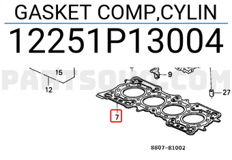 Honda 12251P13004 GASKET COMP,CYLIN