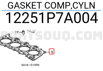 Honda 12251P7A004 GASKET COMP,CYLN