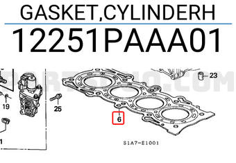 Honda 12251PAAA01 GASKET,CYLINDERH