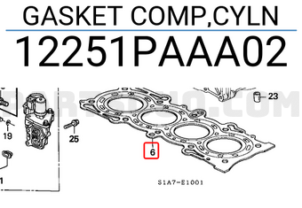 Honda 12251PAAA02 GASKET COMP,CYLN