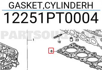 Honda 12251PT0004 GASKET,CYLINDERH